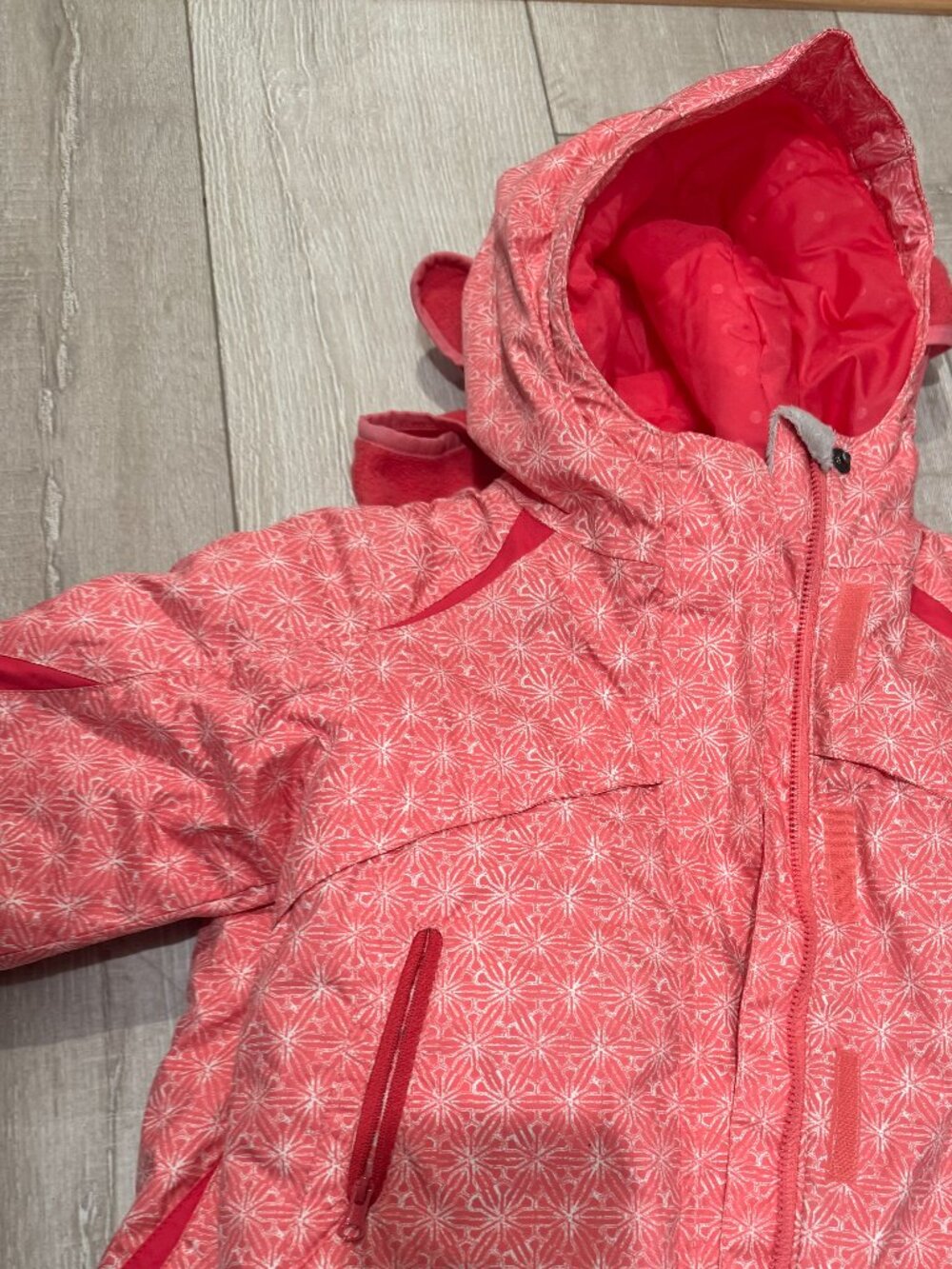 Columbia Toddler Snowsuit Set 3T Pink Snowflake Bib + Jacket Fleece-Lined